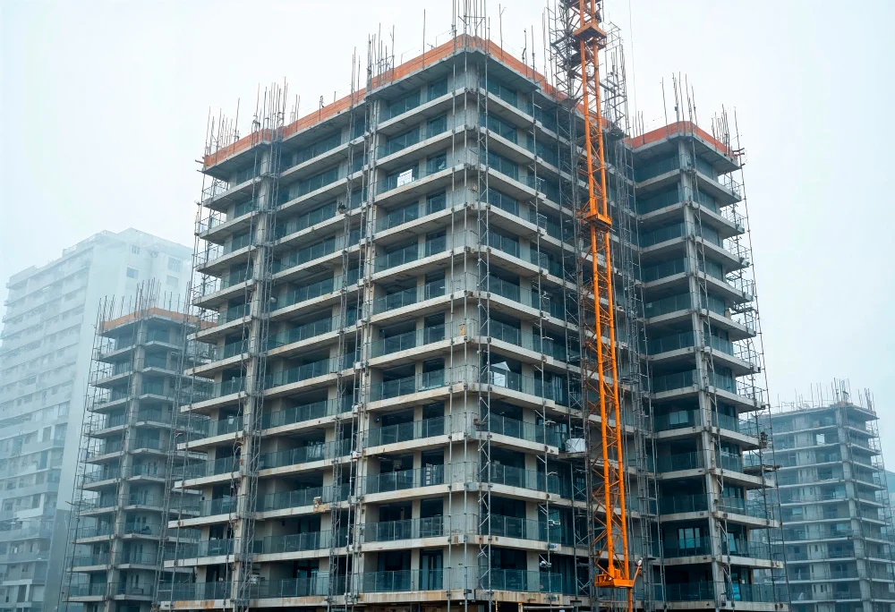 Large-scale commercial apartment project supplied with certified river sand from Stonage Trivandrum Kerala